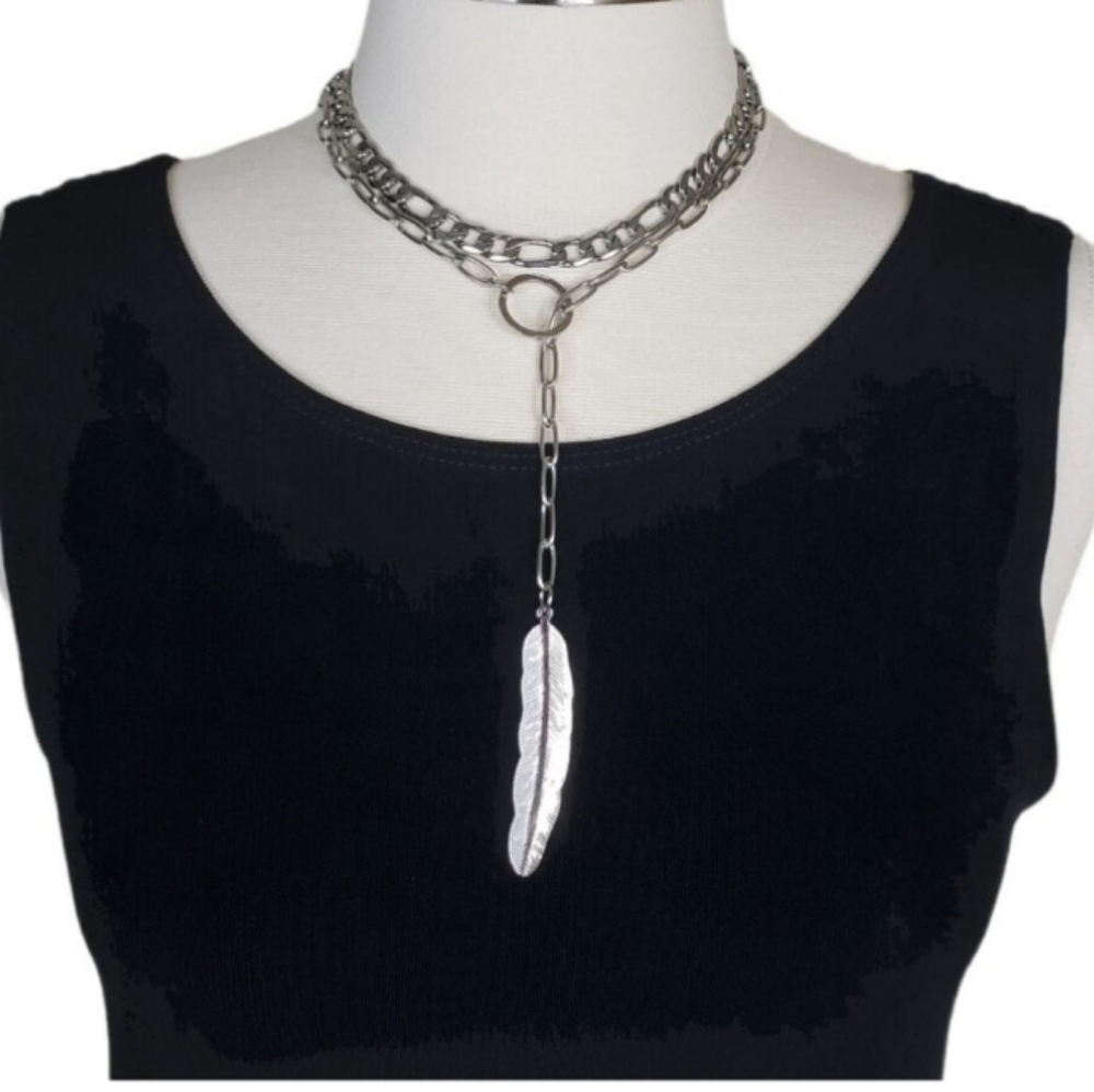 Adornia Silver Feather Pendant Necklace